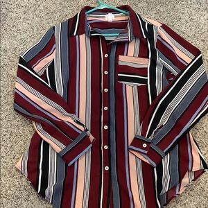 Striped Long Sleeve Button-Up Shirt